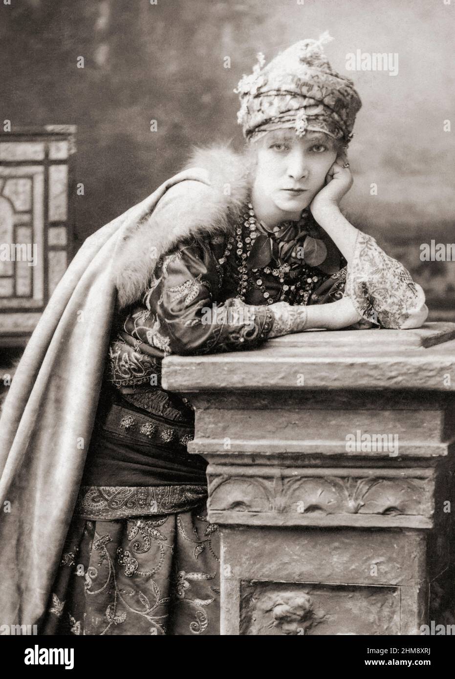Sarah Bernhardt, 1844 – 1923. French stage and film actress.  After a photograph by Napoleon Sarony. Stock Photo