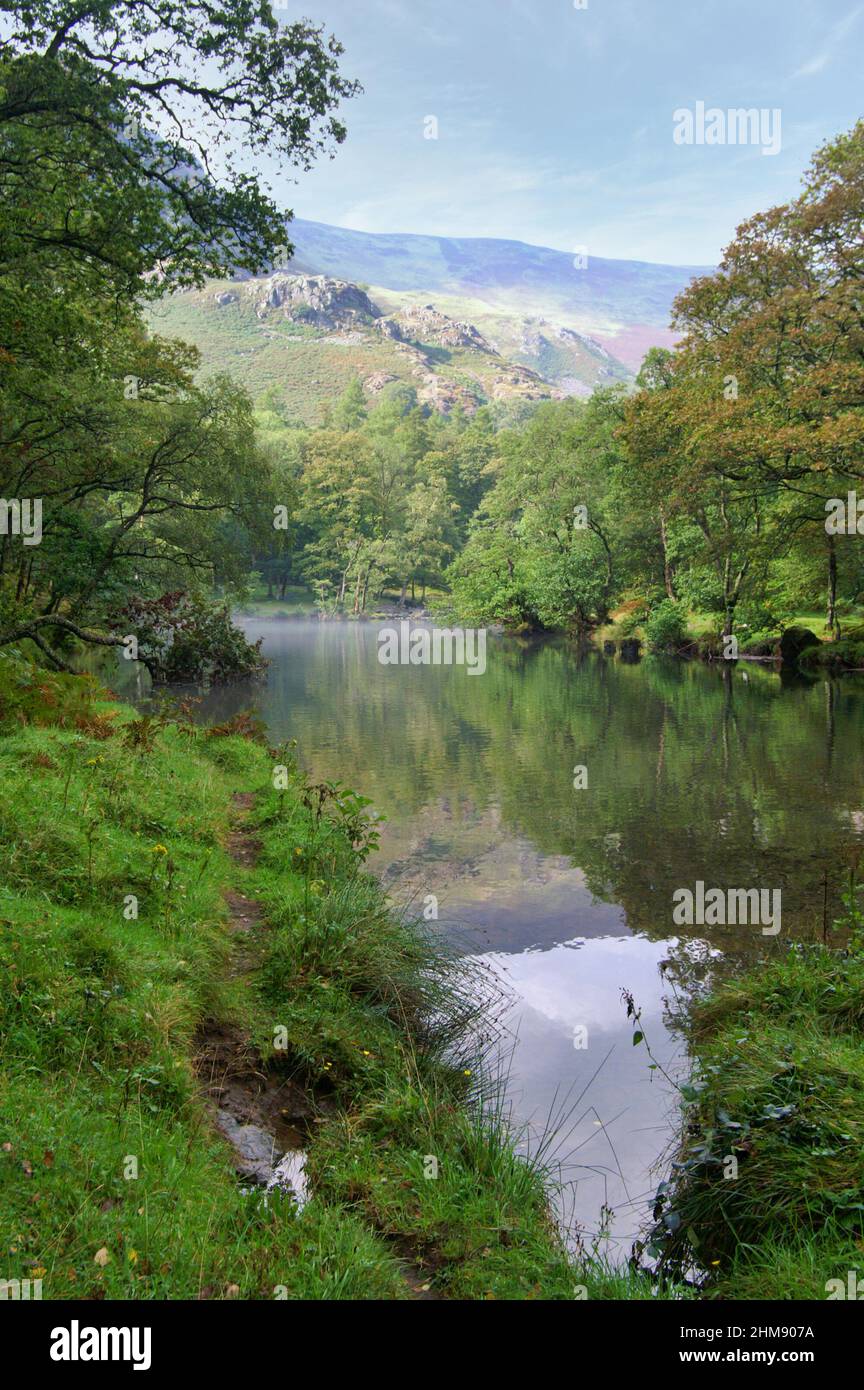 Autumn view of the River Derwent near Grange in Borrowdale Cumbria Stock Photo