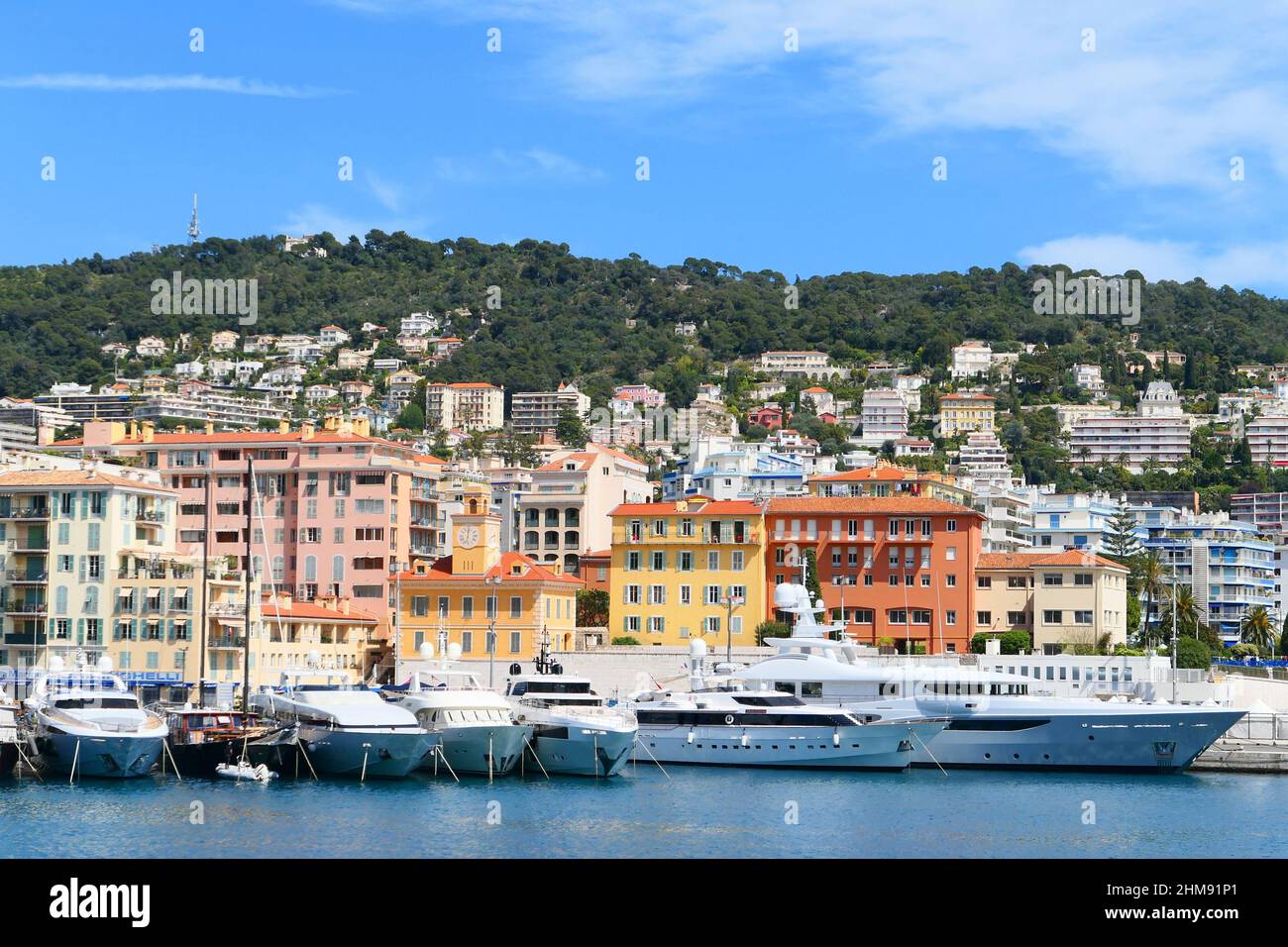 French Port Lympia on Mediterranean sea in Nice in Provence, France. Stock Photo