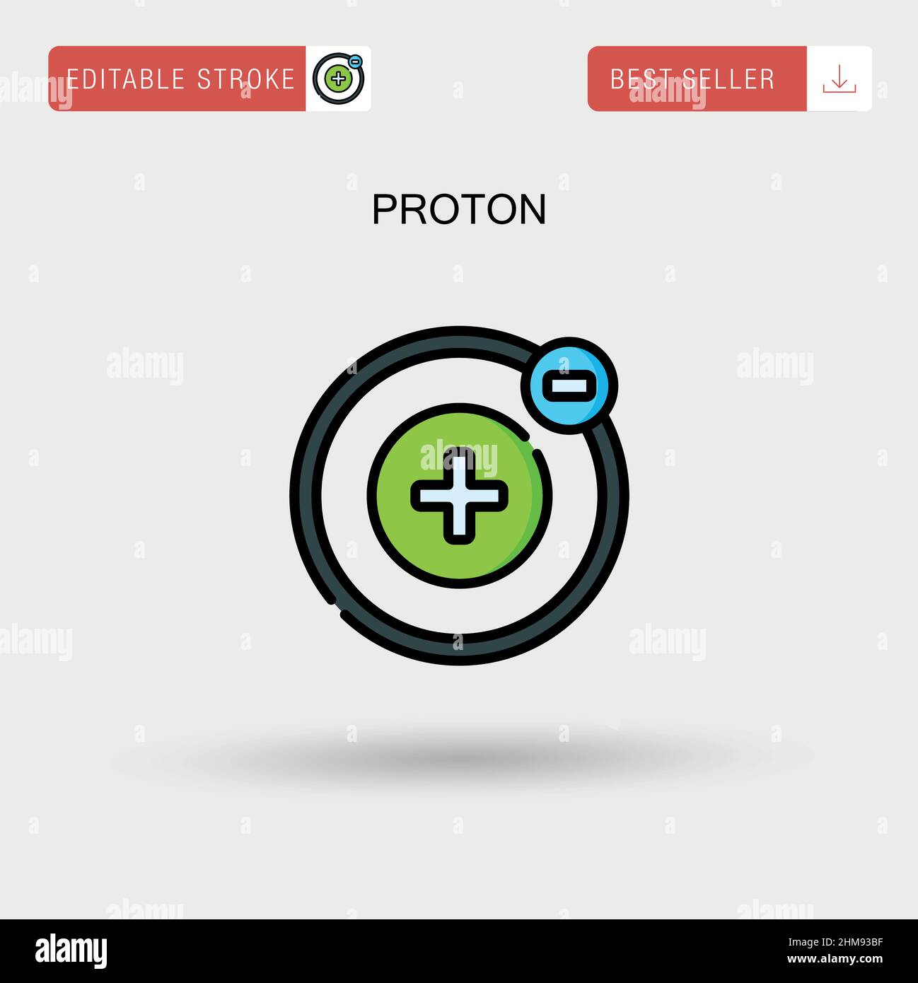 Proton Simple vector icon. Stock Vector