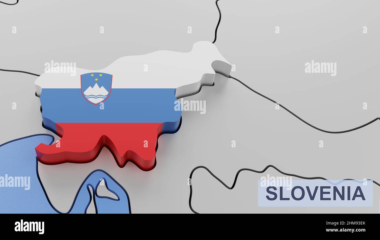 Slovenia map 3D illustration. 3D rendering image and part of a series. Stock Photo