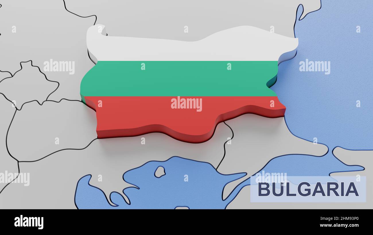 Bulgaria map 3D illustration. 3D rendering image and part of a series. Stock Photo