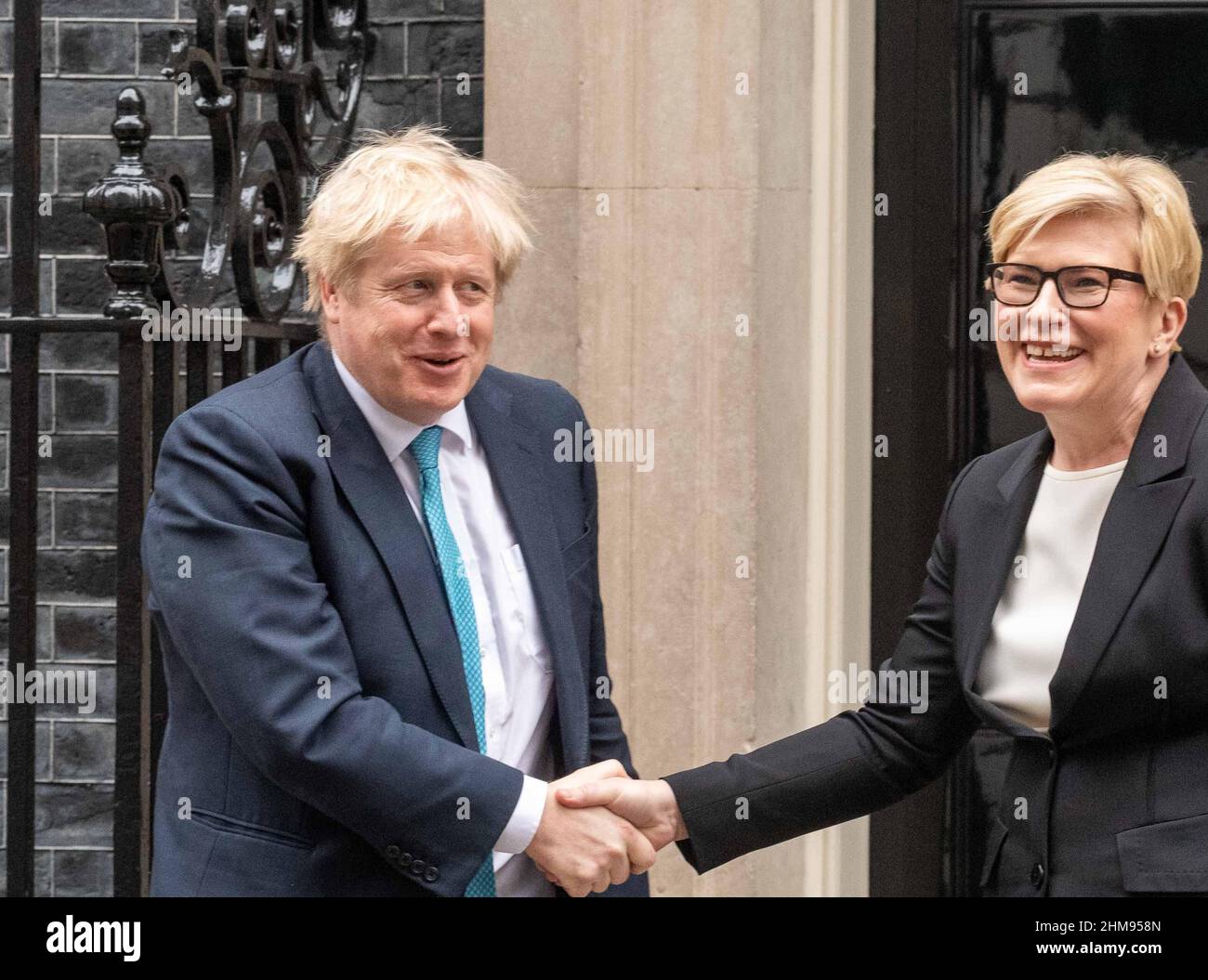 London, UK. 8th Feb, 2022. Boris Johnson, MP, Prime Minister, meets with Ingrida Šimonytė, Prime Minister of Lithuania for discussions on the security situation in Europe amidst tensions caused by Russia's military build-up along the borders with Ukraine and Belarus Credit: Ian Davidson/Alamy Live News Stock Photo
