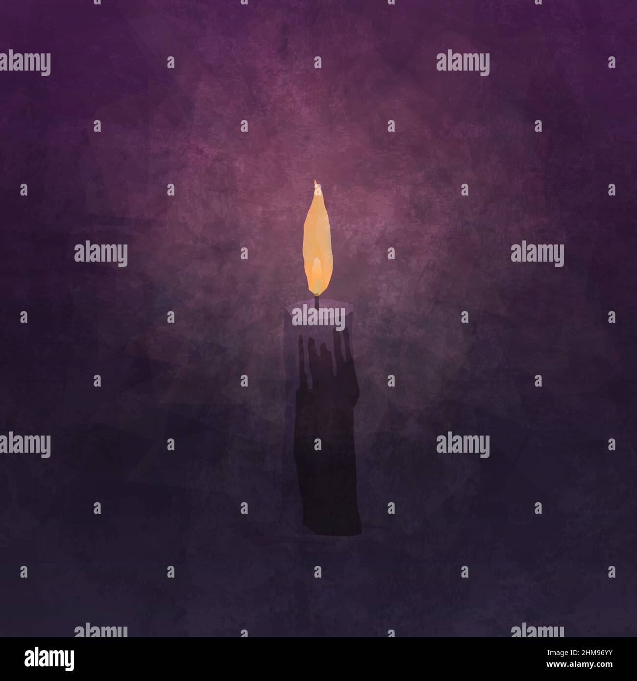 Single purple candle, symbolic of Tenebrae or candle light service