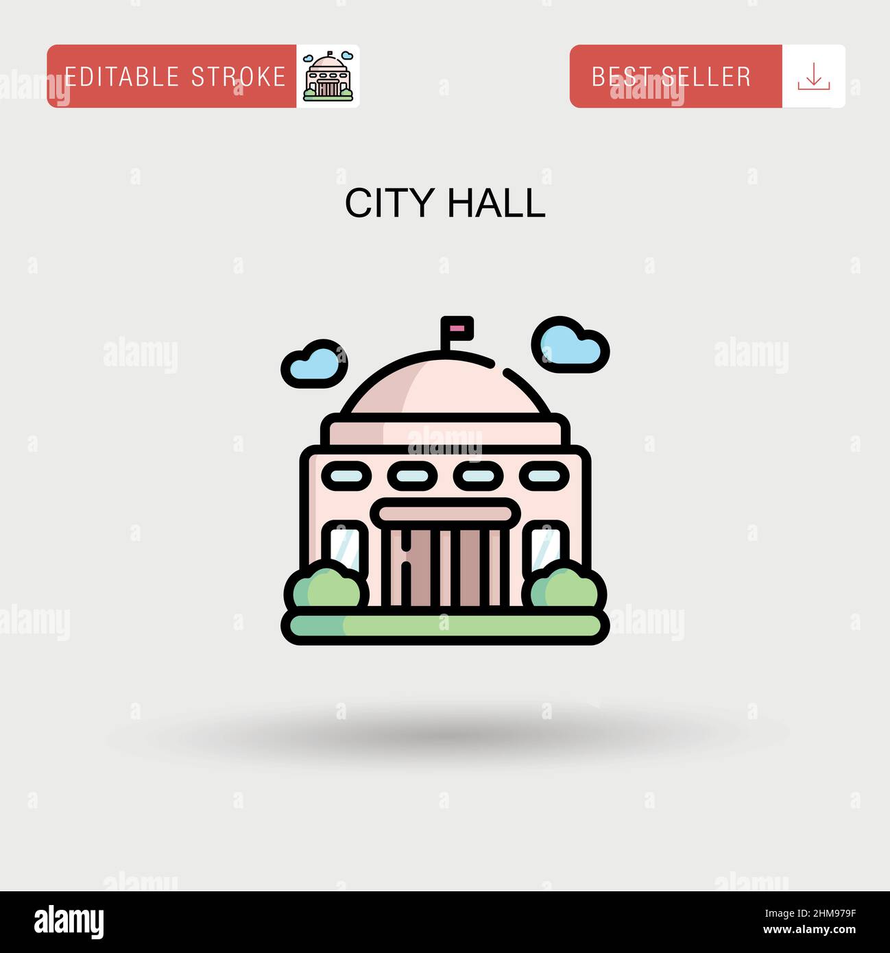 City hall Simple vector icon. Stock Vector