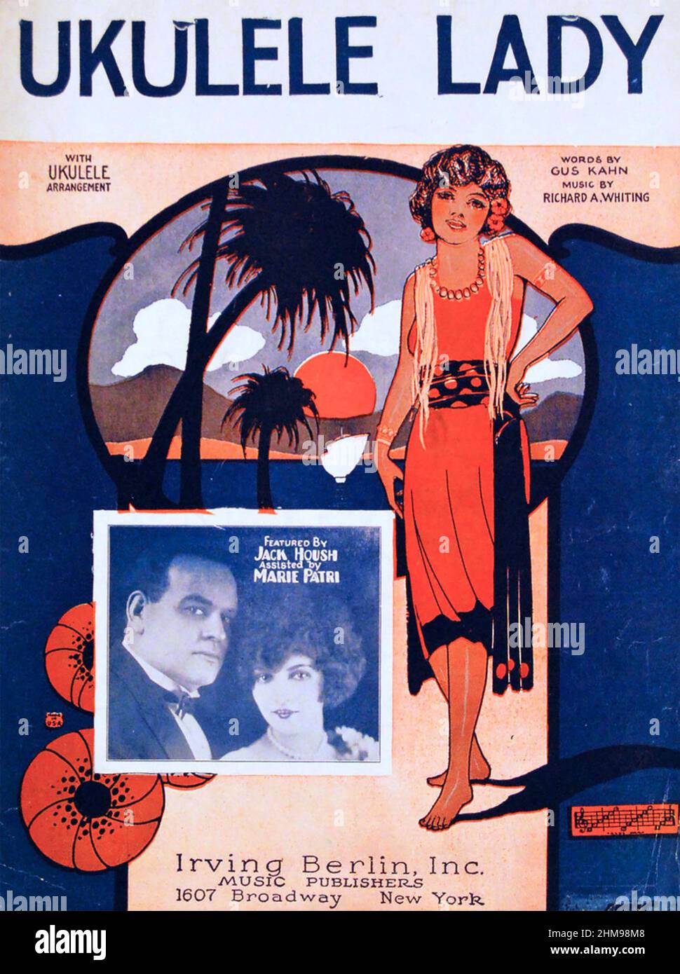 UKULELE LADY Sheet music cover of the 1925 song by Richard Whiting and Gus Kahn published by Irving Berlin's company Stock Photo