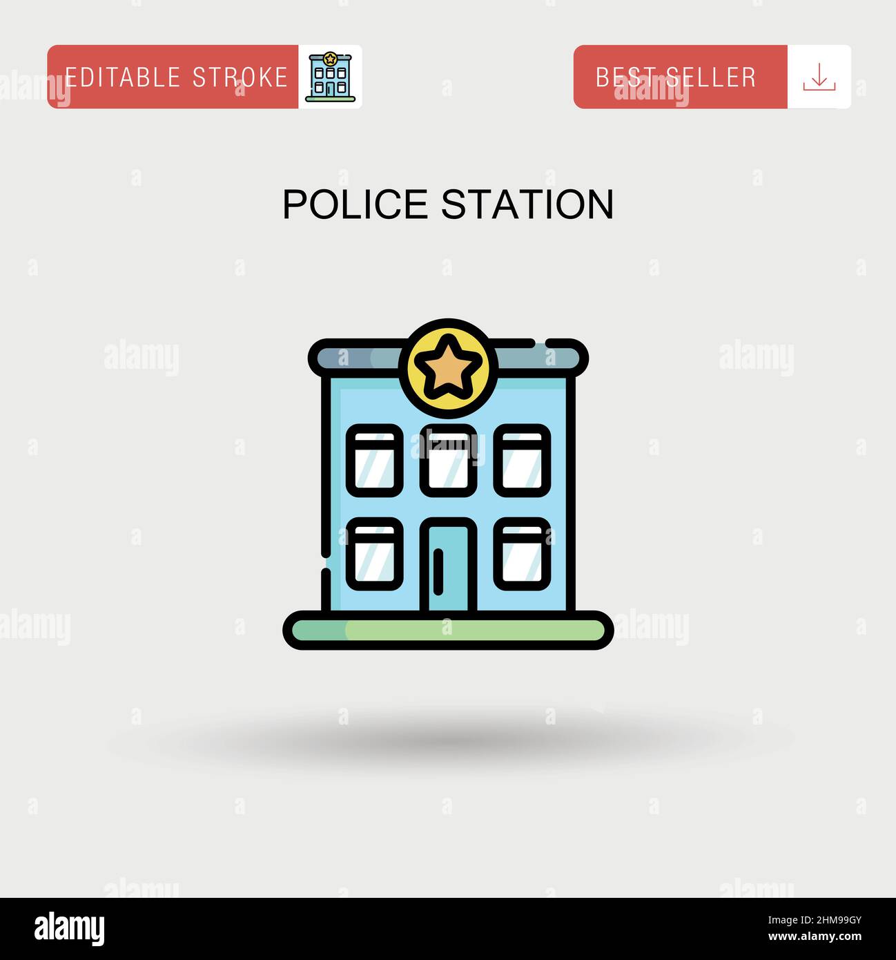 Police station Simple vector icon. Stock Vector