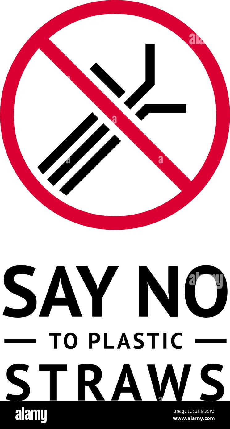 No plastic forbidden poster, modern sticker Stock Vector