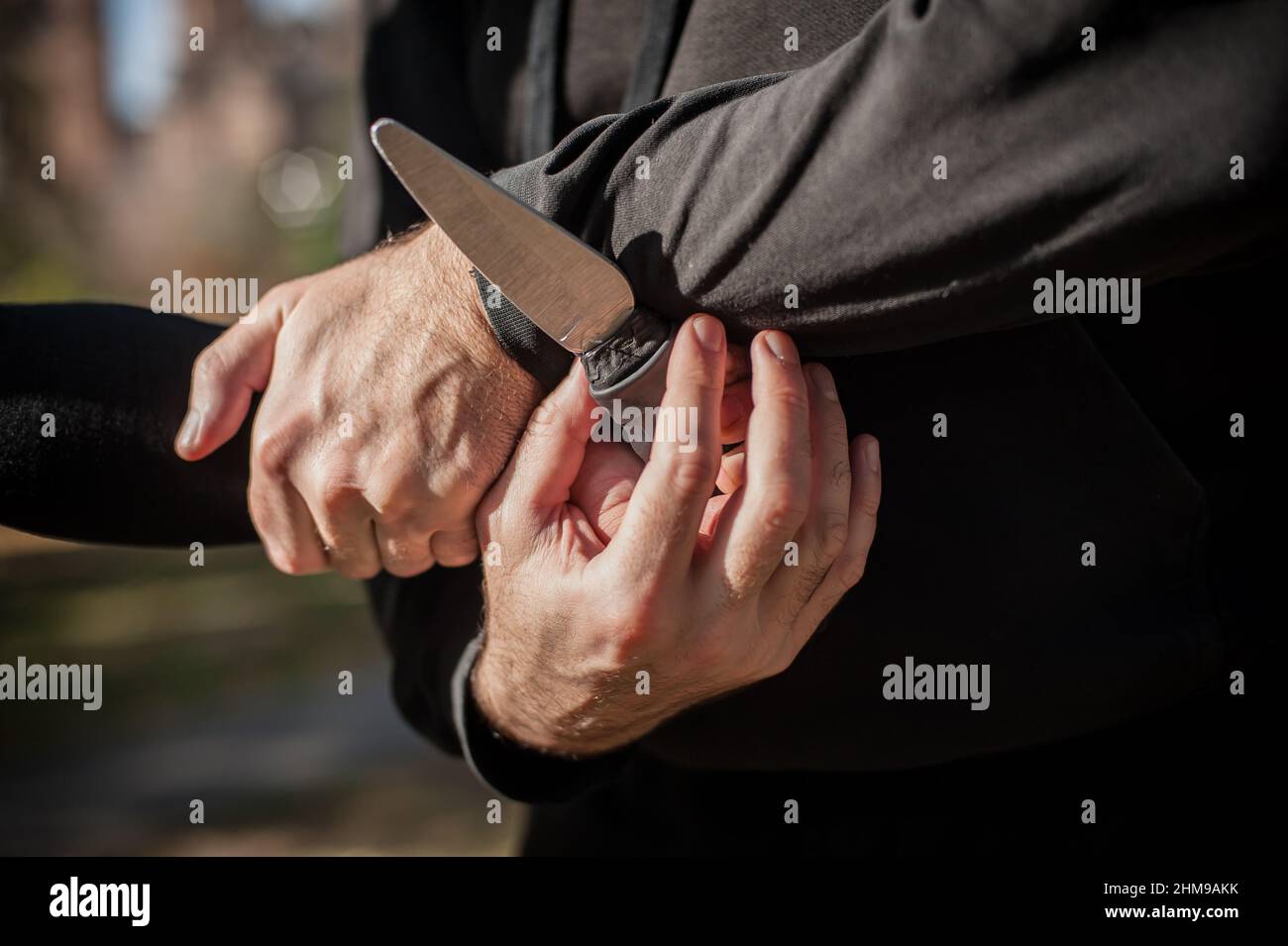 Man self defense against aggressor with knife Vector Image, self defense 
