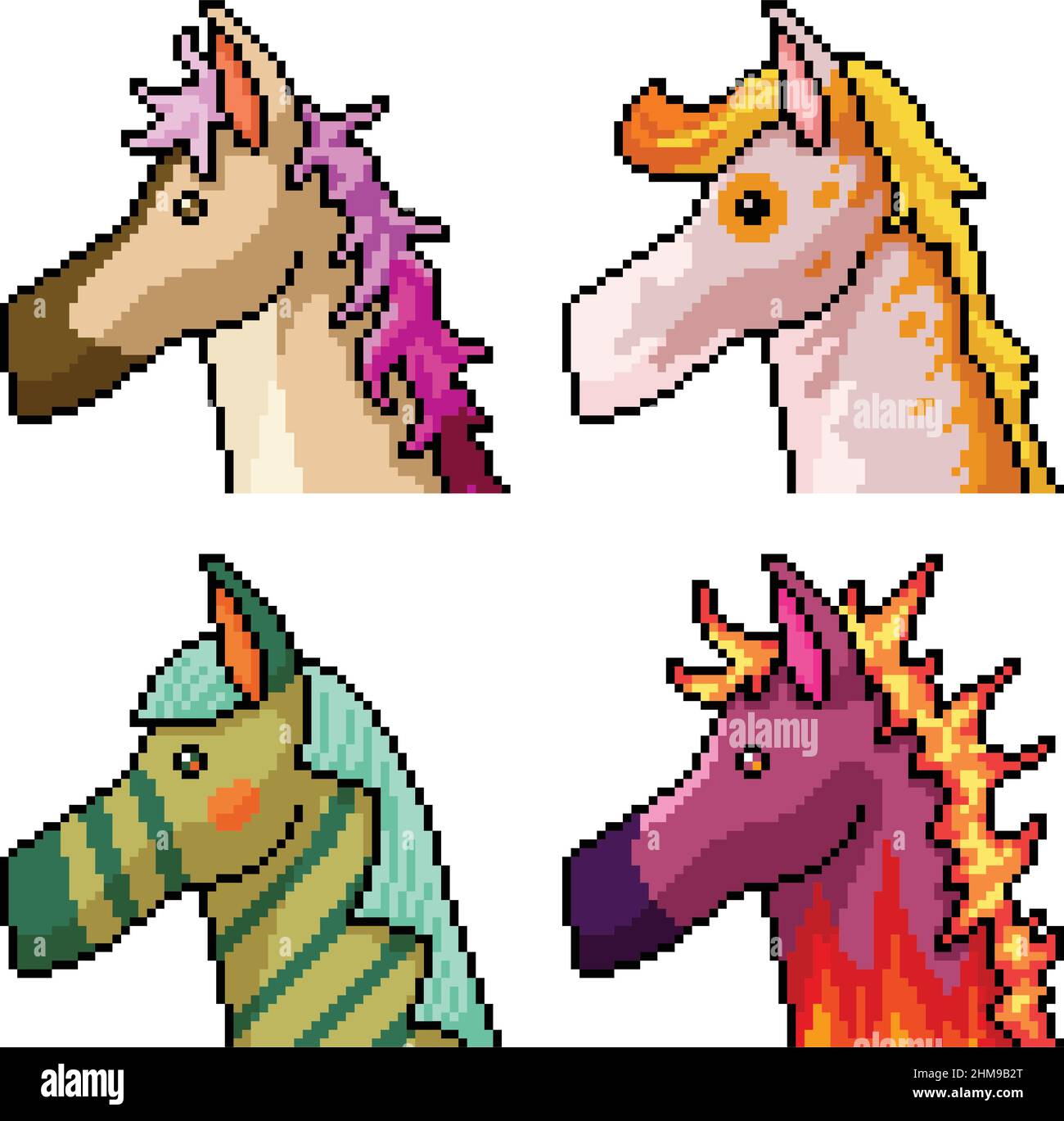 pixel art of horse head side Stock Vector Image & Art Alamy