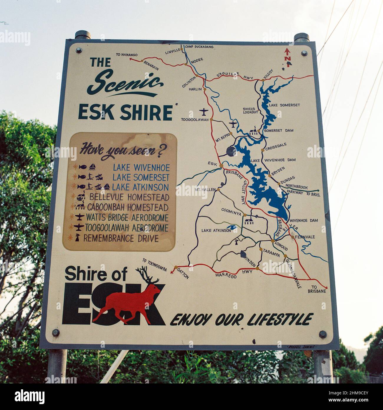 Shire of Esk sign, Queensland, Australia. Stock Photo