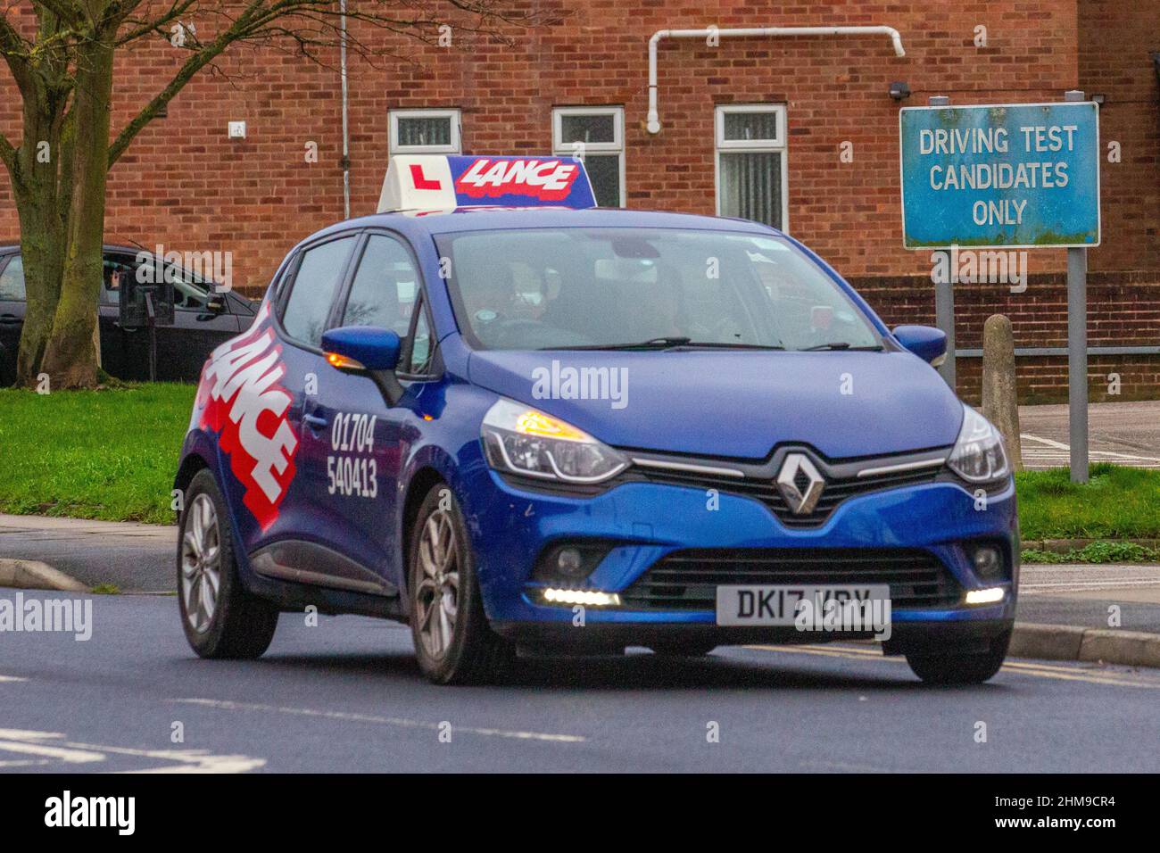 DVSA Driving Test Candidates Only sign,  car learner drivers taking their test. 2017 Renault Clio Dynamique S NAV Dci 1461cc diesel 5 speed manual in Southport, Merseyside, UK Stock Photo