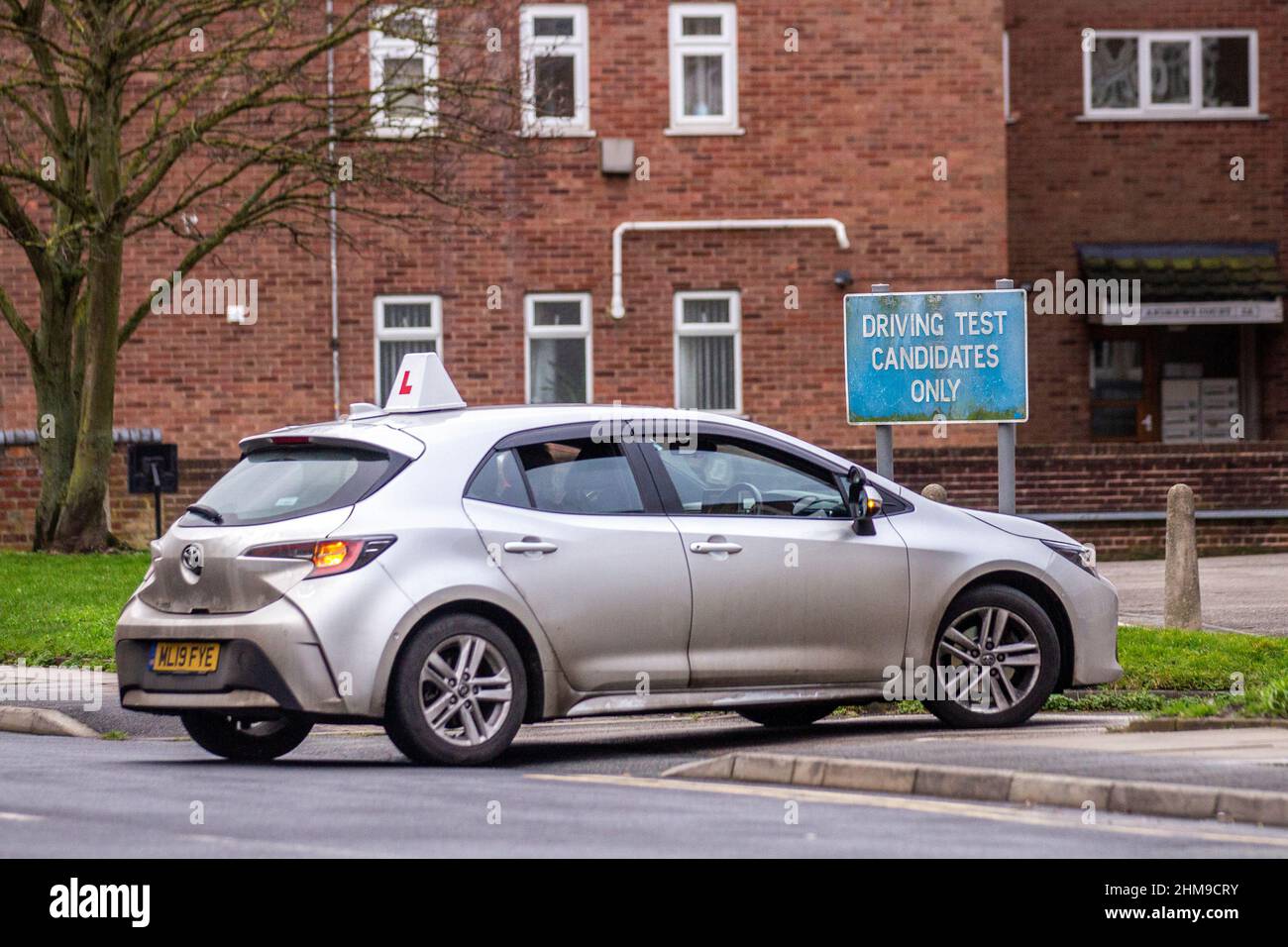 DVSA Driving Test Candidates Only sign,  car learner drivers taking their test. 2019 Toyota Corolla VVT-i iCon in Southport, Merseyside, UK Stock Photo