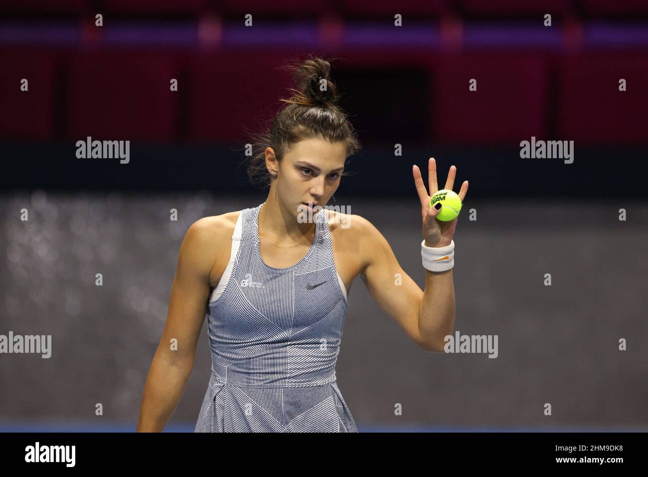 Jaqueline Cristian of Romania seen during the St. Petersburg Ladies Trophy 2022 tennis tournament against Bernarda Pera of USA.Final score; Jaqueline Cristian 2:0 Bernarda Pera. (Photo by Maksim Konstantinov / SOPA Images/Sipa USA) Stock Photo