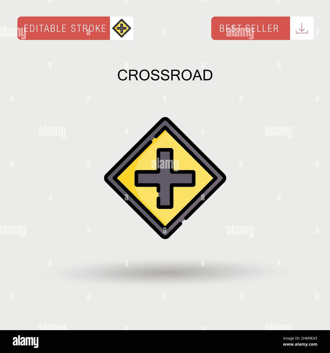 Crossroad Simple vector icon. Stock Vector