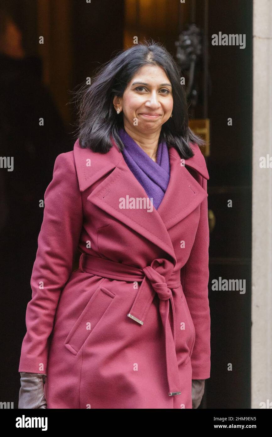Downing St. London, UK. 8th February 2022.The Rt Hon Suella Braverman