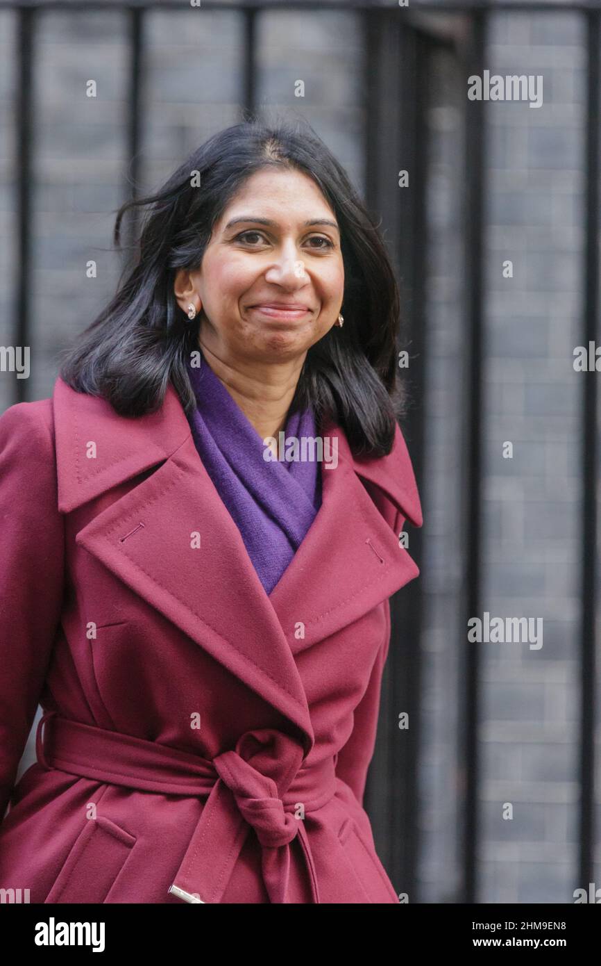 Downing St London UK 8th February 2022 The Rt Hon Suella Braverman 