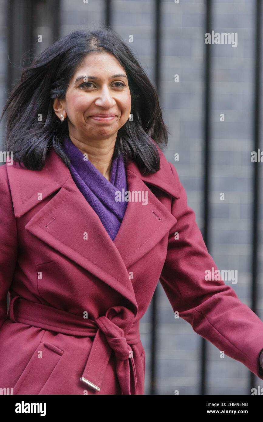 Downing St. London, UK. 8th February 2022.The Rt Hon Suella Braverman