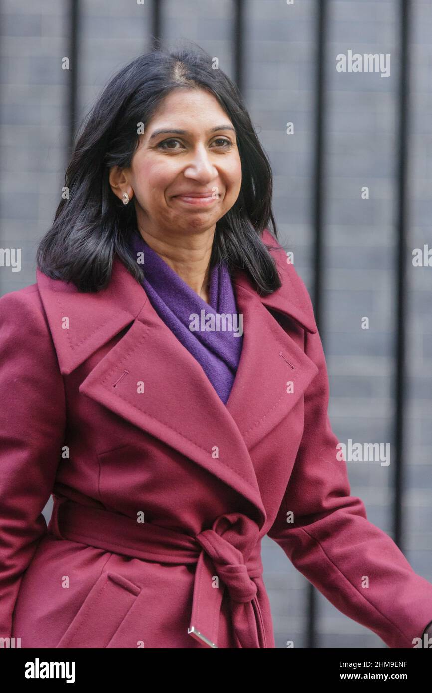 Downing St. London, UK. 8th February 2022.The Rt Hon Suella Braverman