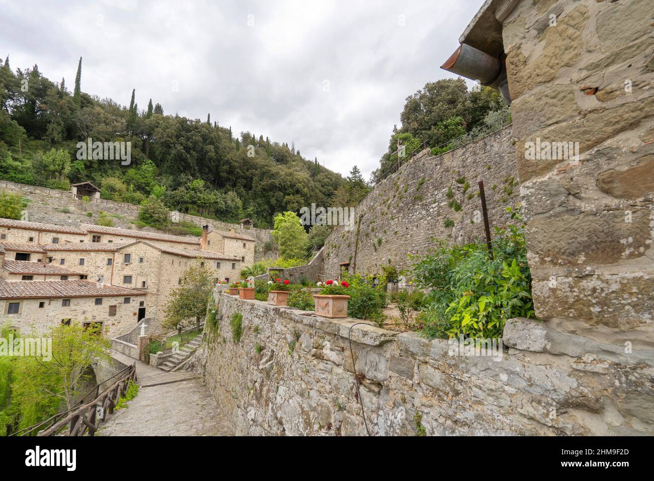 The Convent de Le Celle is a 13th-century Franciscan Convent located in Le Celle, Torreone, Cortona, Tuscany, Italy, Europe Stock Photo