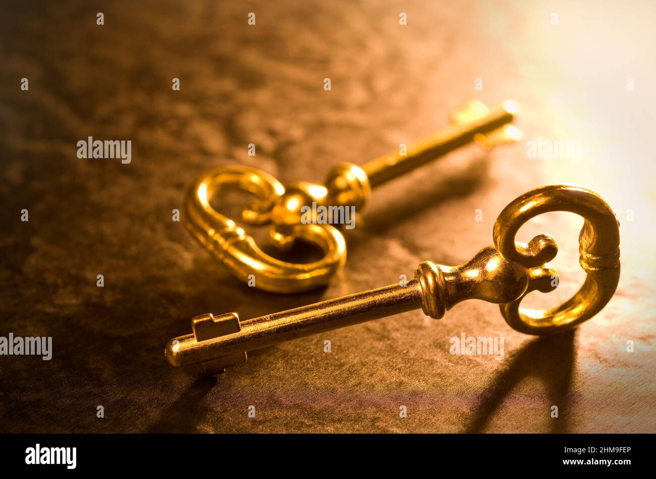 Macro Image of Antique Gold Keys Horizontal Stock Photo Alamy