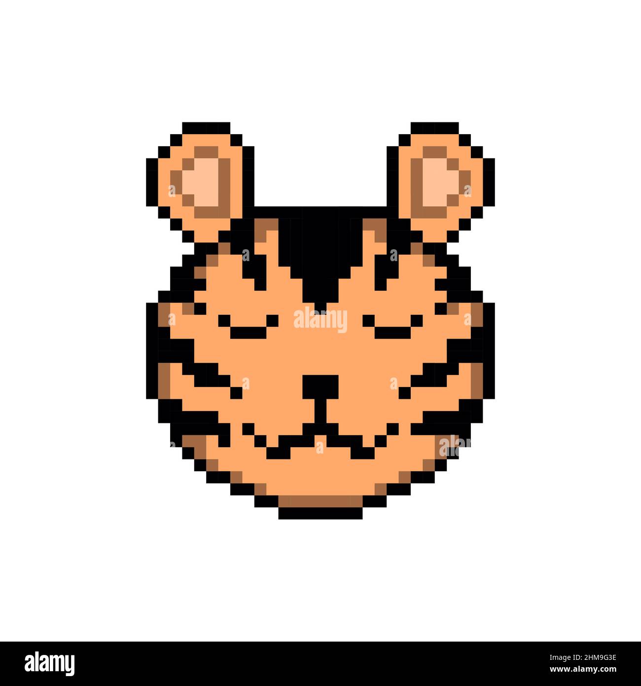 Tiger head in pixel art style Stock Vector Image & Art - Alamy