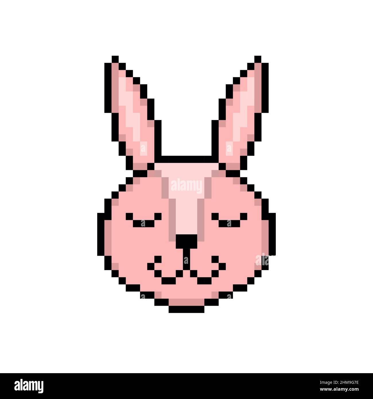 Rabbit head in pixel art style Stock Vector