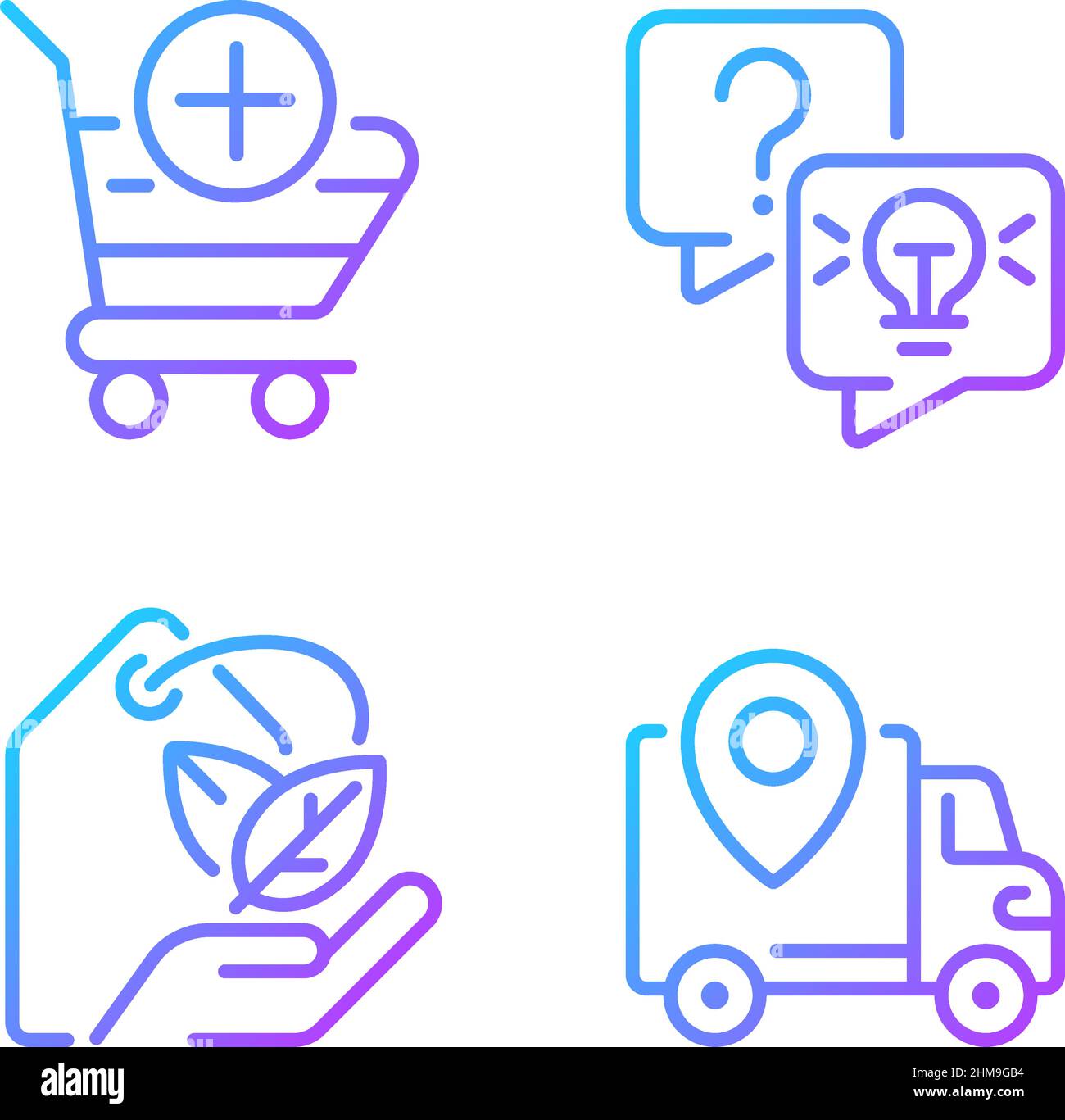 Online shopping services gradient linear vector icons set Stock Vector