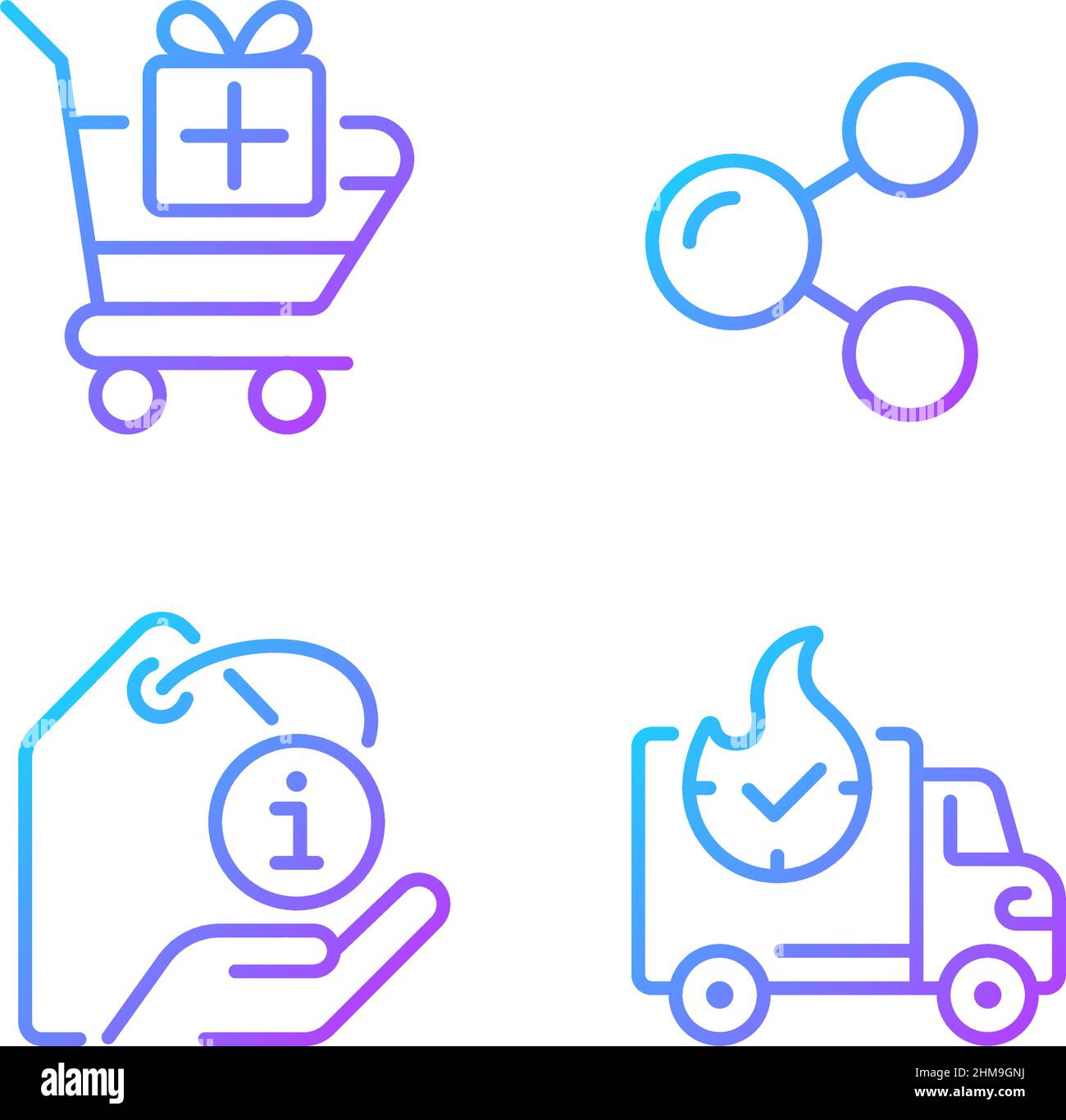Buying products on internet gradient linear vector icons set Stock Vector