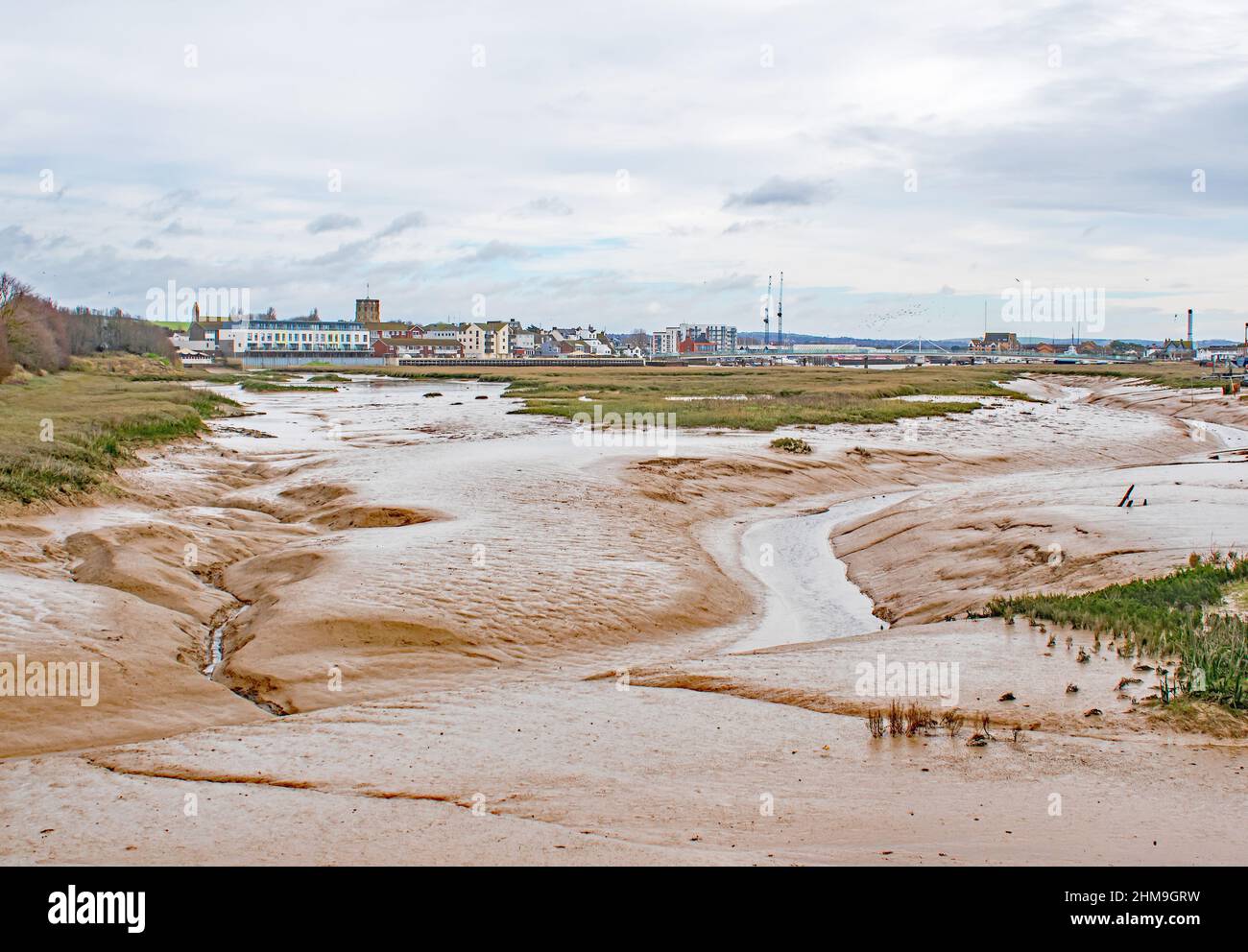 The shifting sands at the mudflats of Shoreham by sea bird reserve Stock Photo