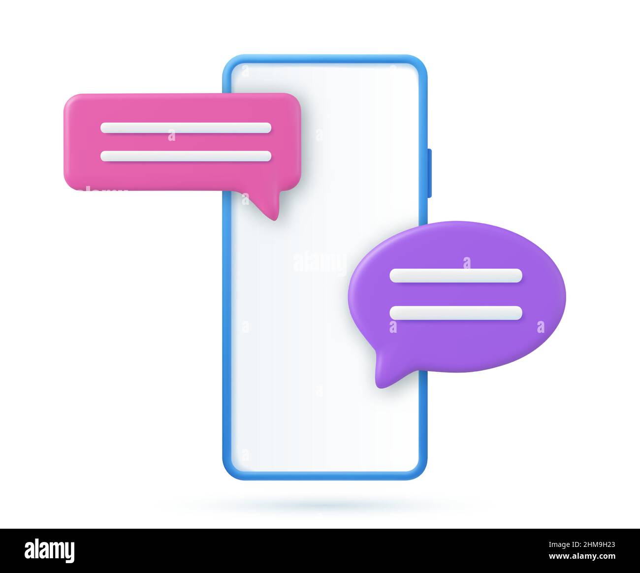 3D render smartphone with floating chat Stock Vector Image & Art - Alamy
