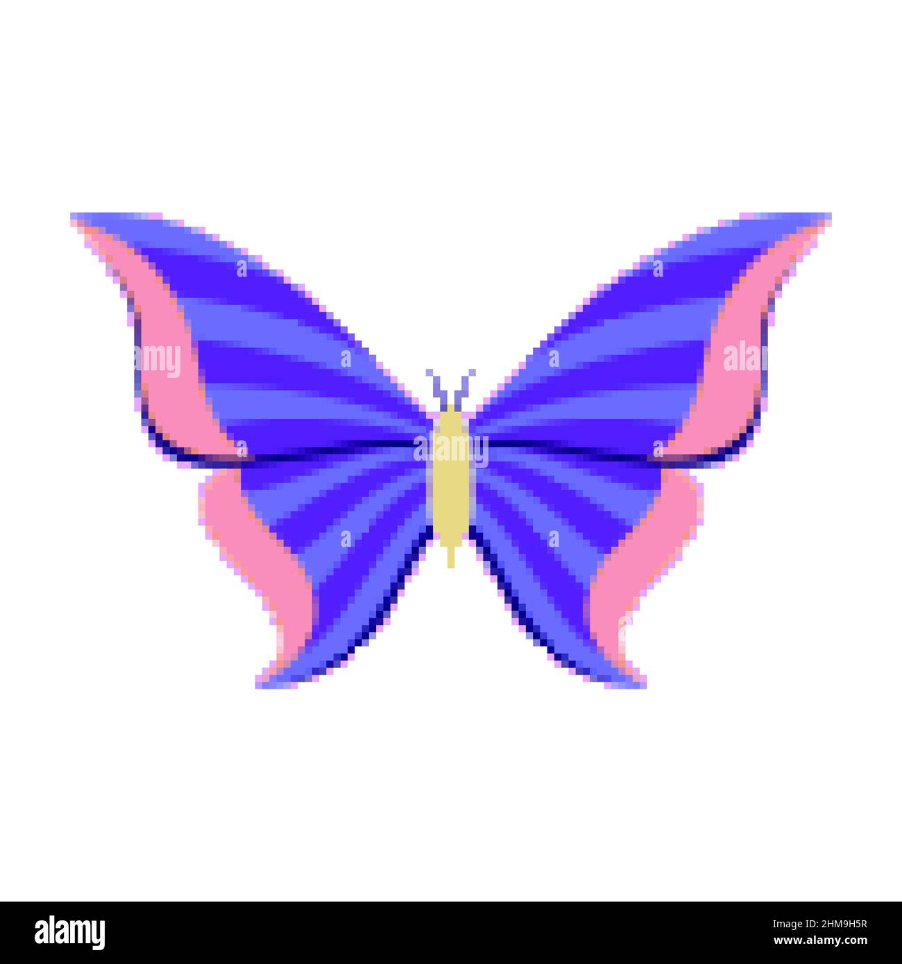 Butterfly in pixel art style Stock Vector