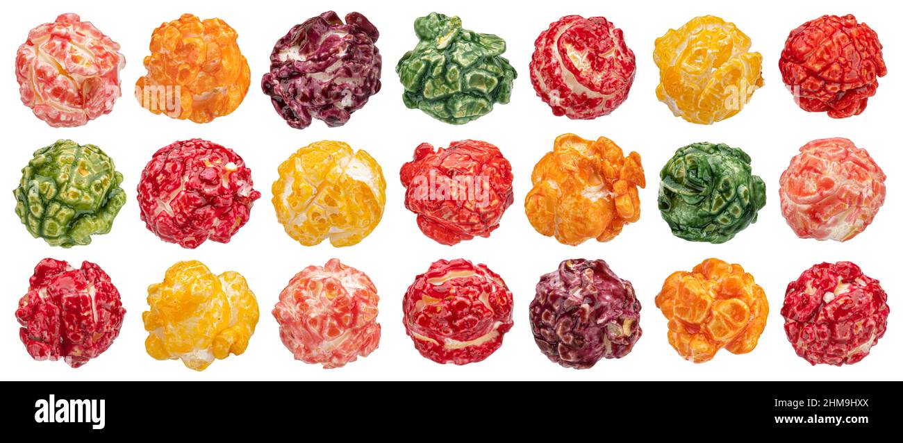 Colorful popcorn isolated on white background Stock Photo