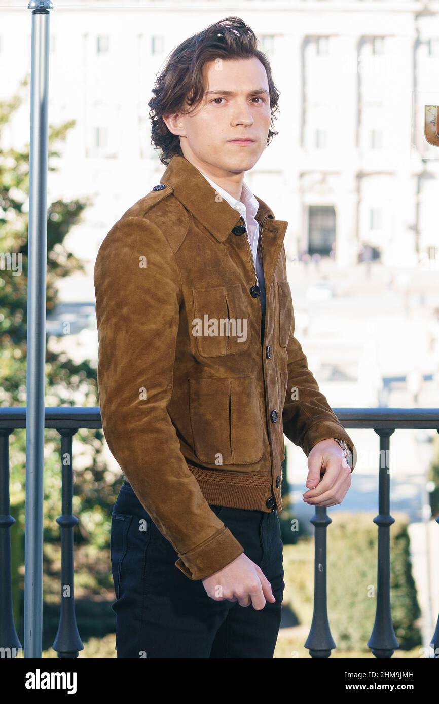 Madrid, Spain. 08th Feb, 2022. Actor Tom Holland attends the 'Uncharted' photocall at the Royal Theater in Madrid. Credit: SOPA Images Limited/Alamy Live News Stock Photo