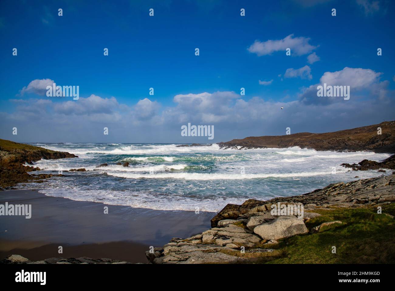 Wild Winter storm on the Wild Atlantic Way in Rosguill Donegal Ireland Stock Photo