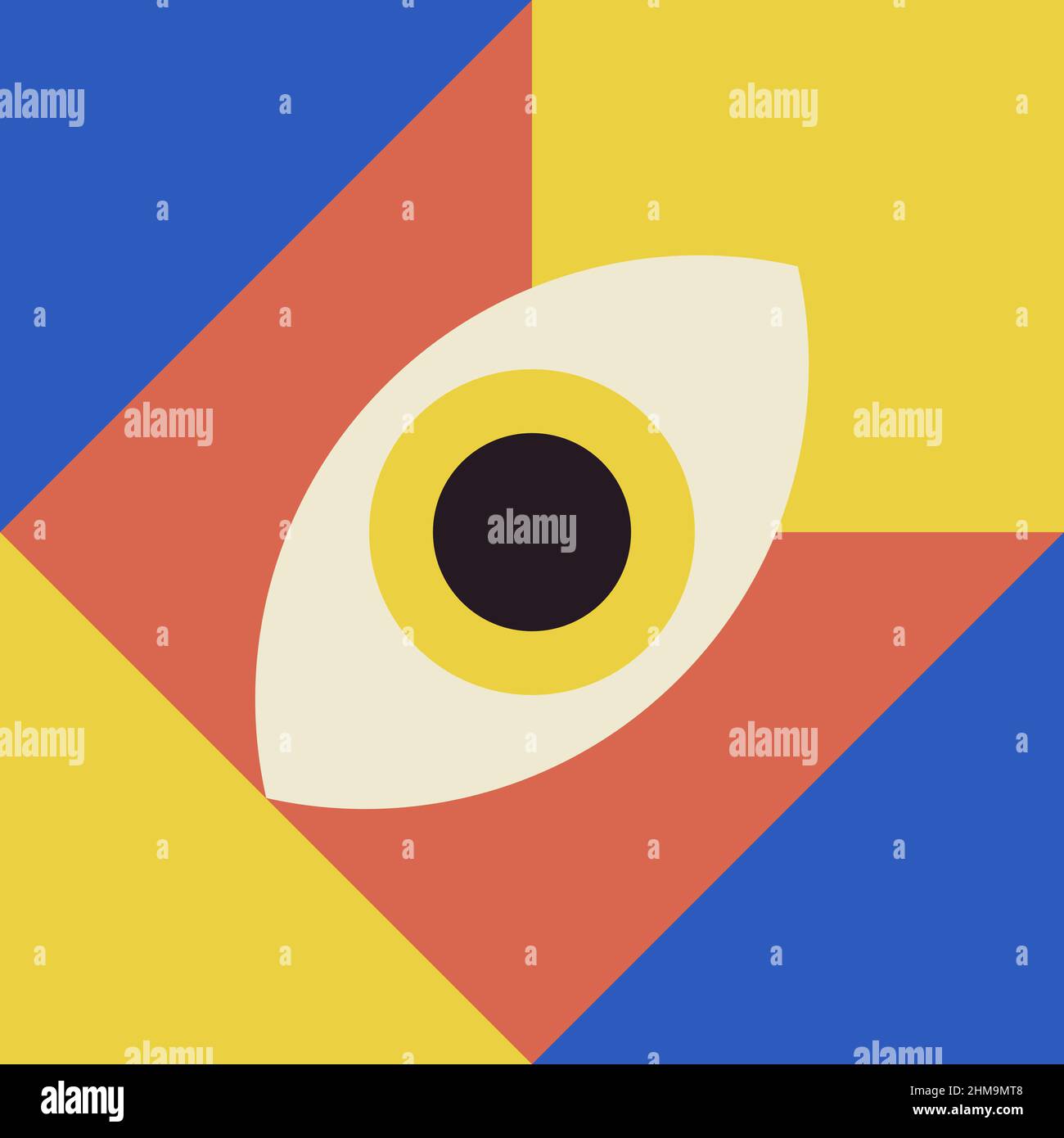 Bauhaus eye geometry vector decorative illustration poster card