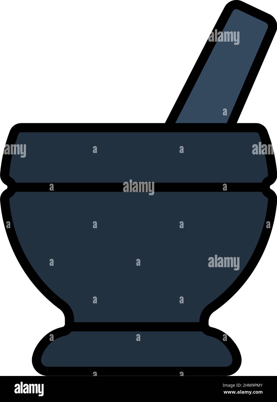 Mortar And Pestle Icon. Editable Bold Outline With Color Fill Design