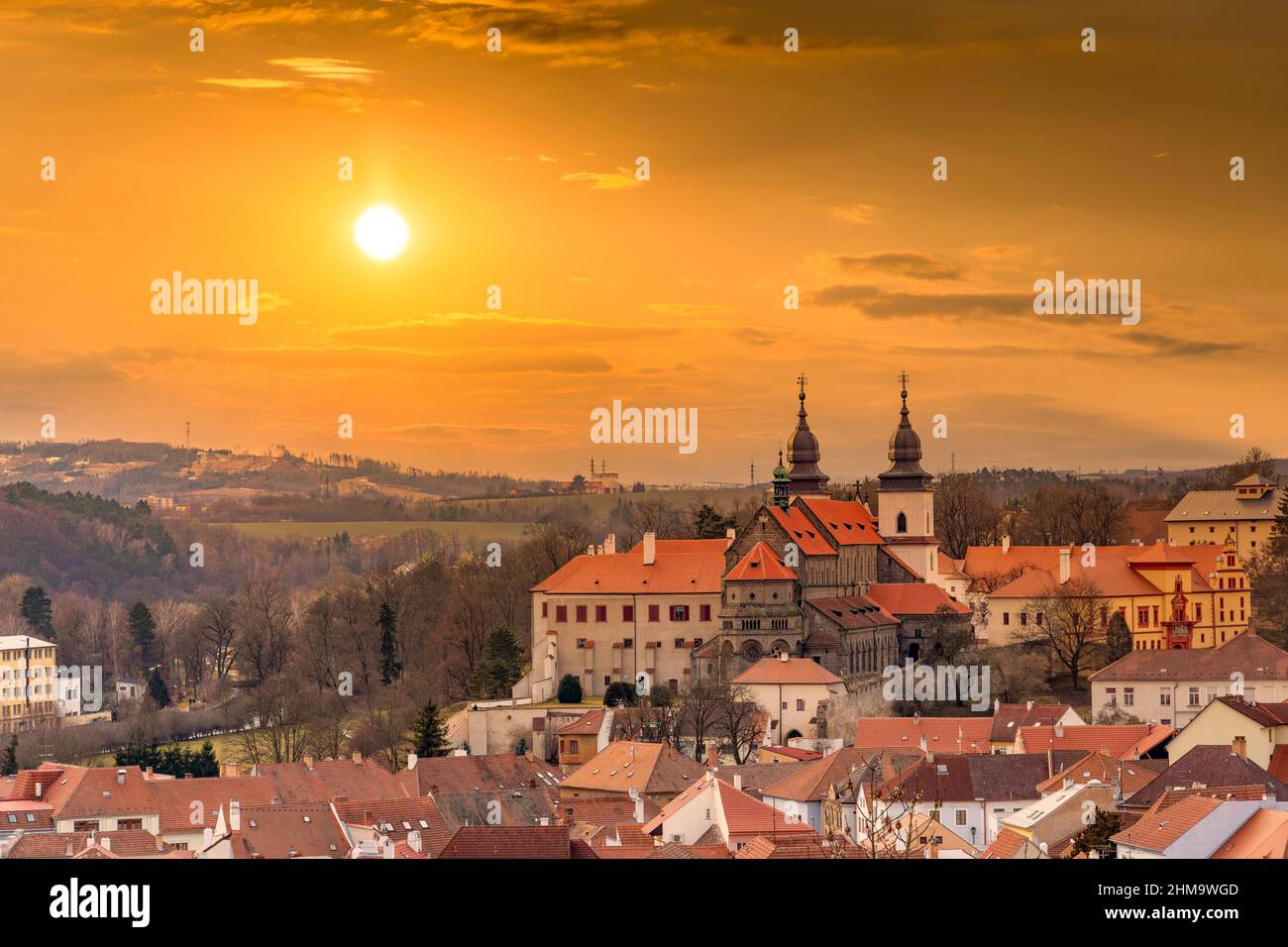 St. Procopius basilica and monastery, jewish town Trebic (the oldest Middle ages settlement of jew community in Central Europe), Moravia, Czechia Stock Photo