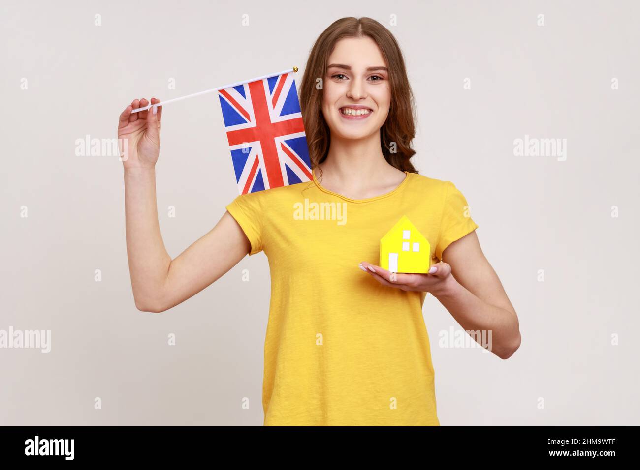 Girl with british flag hi-res stock photography and images - Alamy