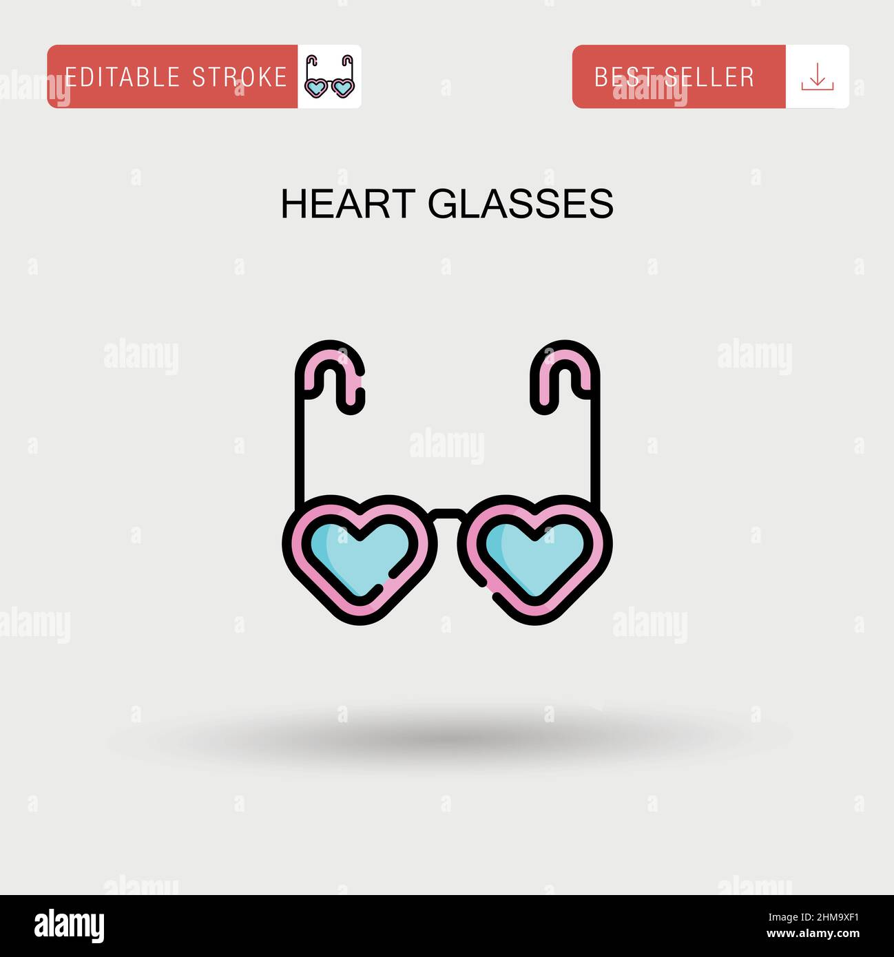 Heart glasses Simple vector icon. Stock Vector