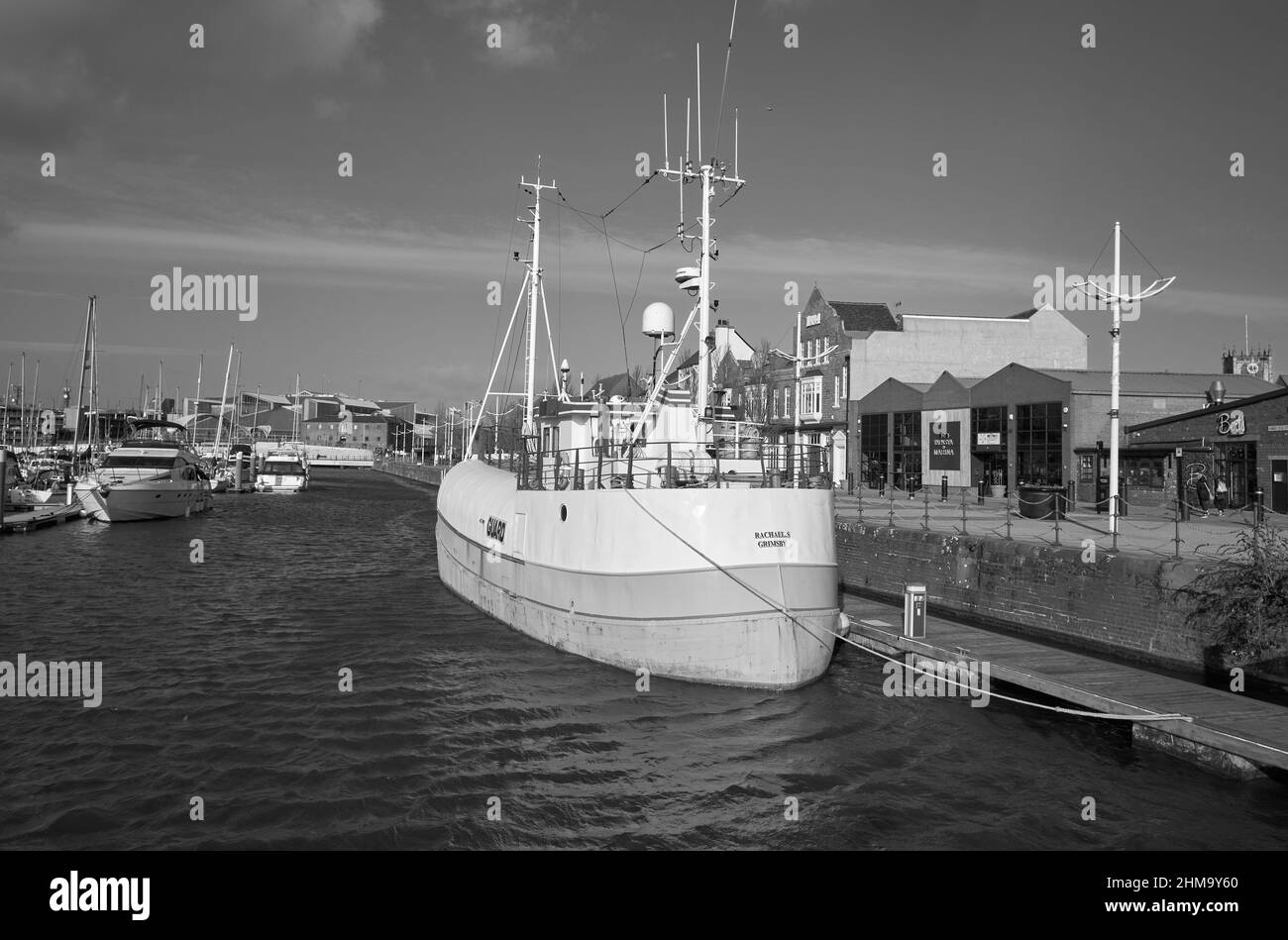 Old ship moored in Black and White Stock Photos & Images - Alamy