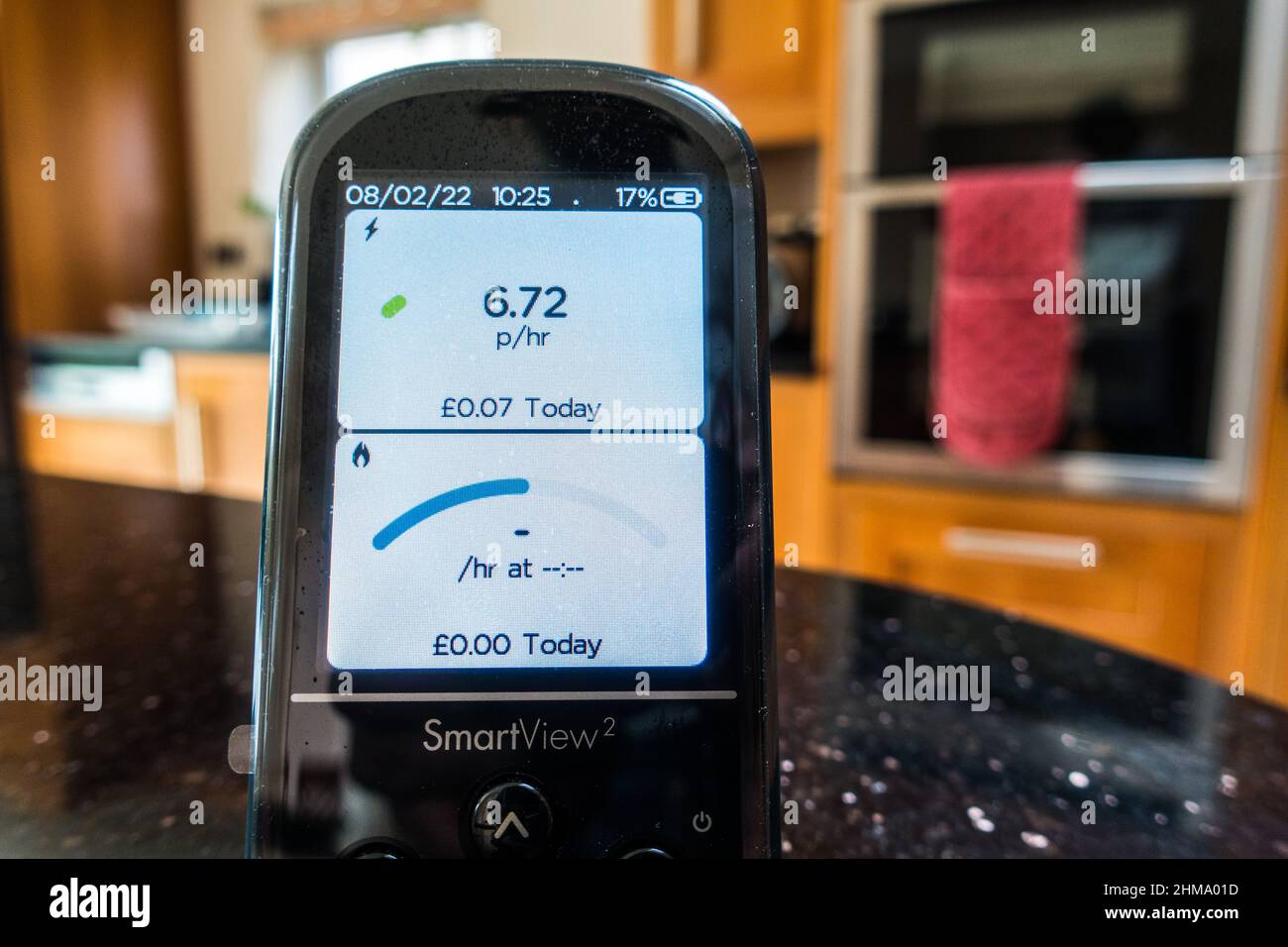 UK electric and gas usage smart energy meter display Stock Photo