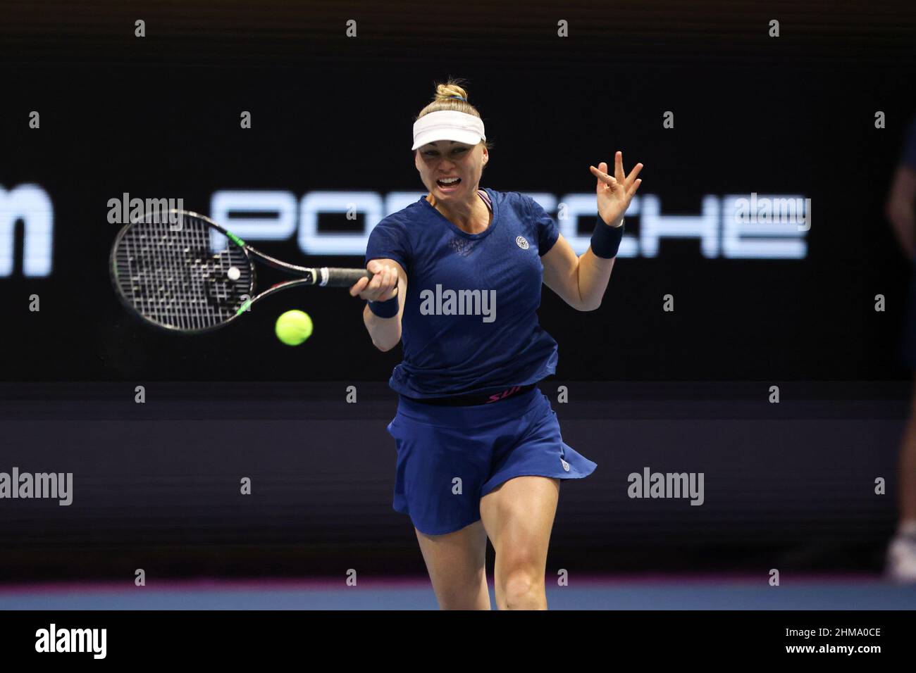 Saint Petersburg, Russia. 08th Feb, 2022. Vera Zvonareva of Russia playing against Tereza Martincova of Czech Republic during the St.Petersburg Ladies Trophy 2022 tennis tournament. Final score: (Vera Zvonareva 1-2 Tereza Martincova). Credit: SOPA Images Limited/Alamy Live News Stock Photo