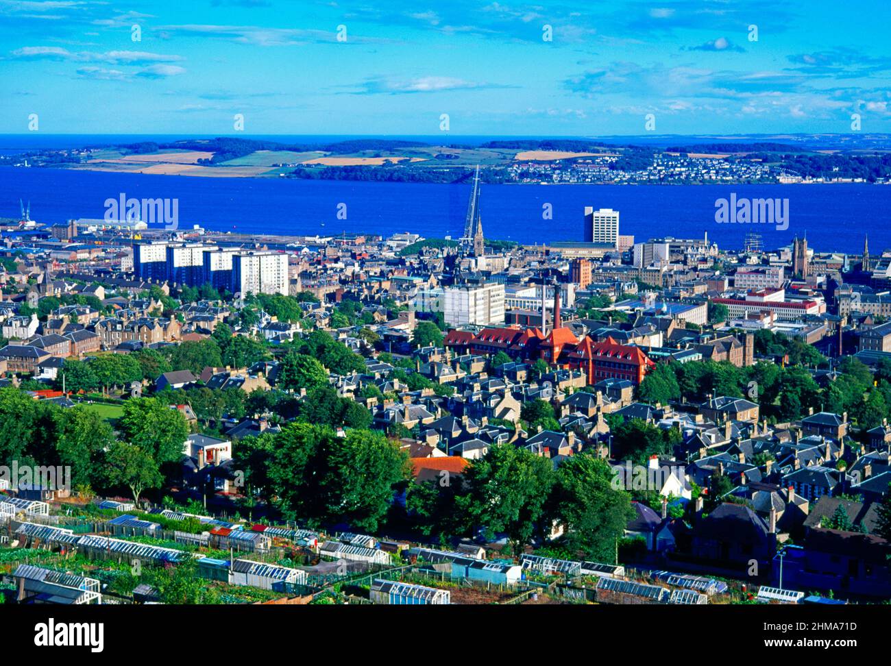 UK, Scotland, Perthshire and Kinross,  Dundee, with Tay bridge to Fife, Stock Photo