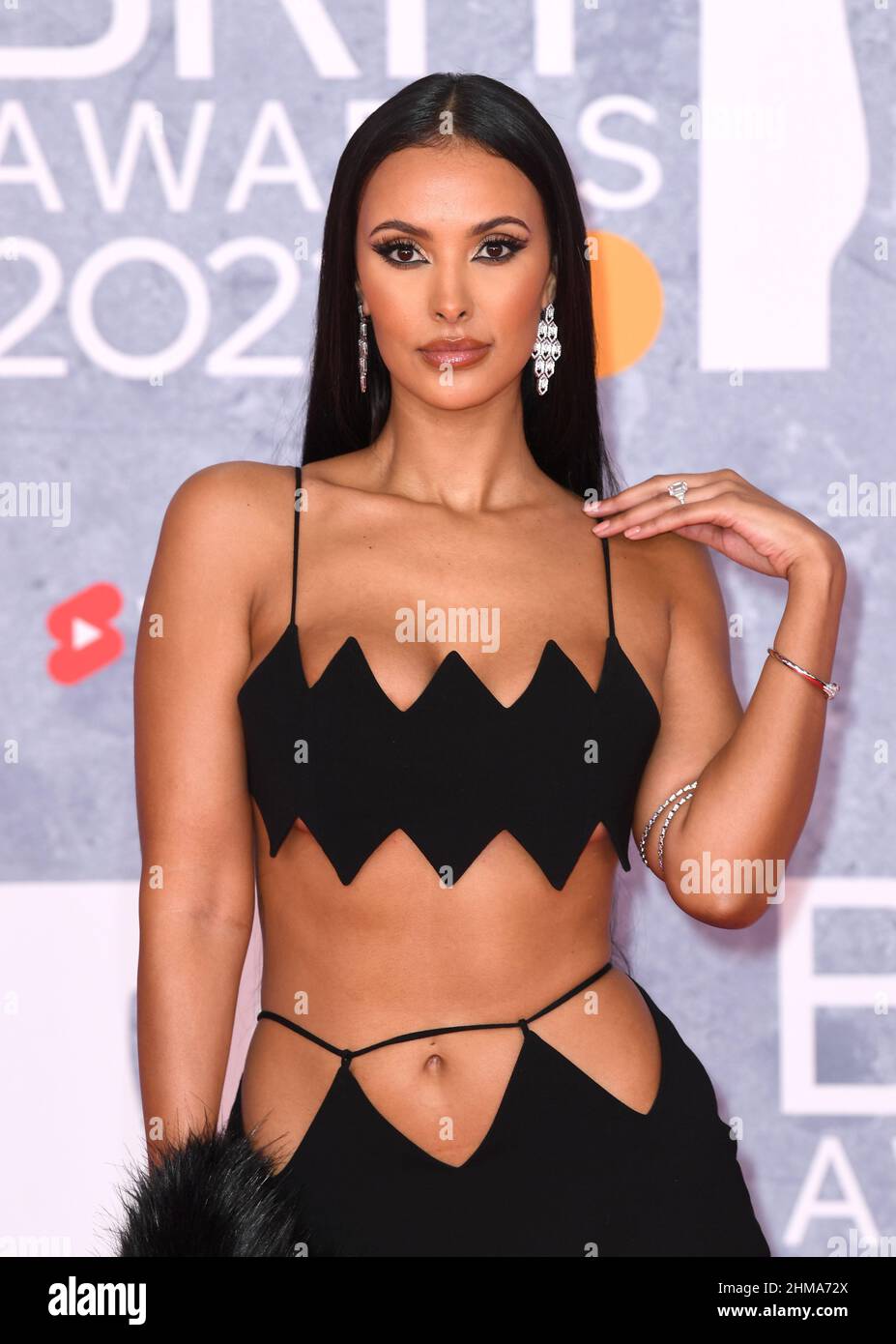 London, UK. 8th Feb, 2022. EDITORIAL USE ONLY Maya Jama arriving at the BRIT Awards 2022 held at The O2, London. Credit: Doug Peters/Alamy Live News Stock Photo