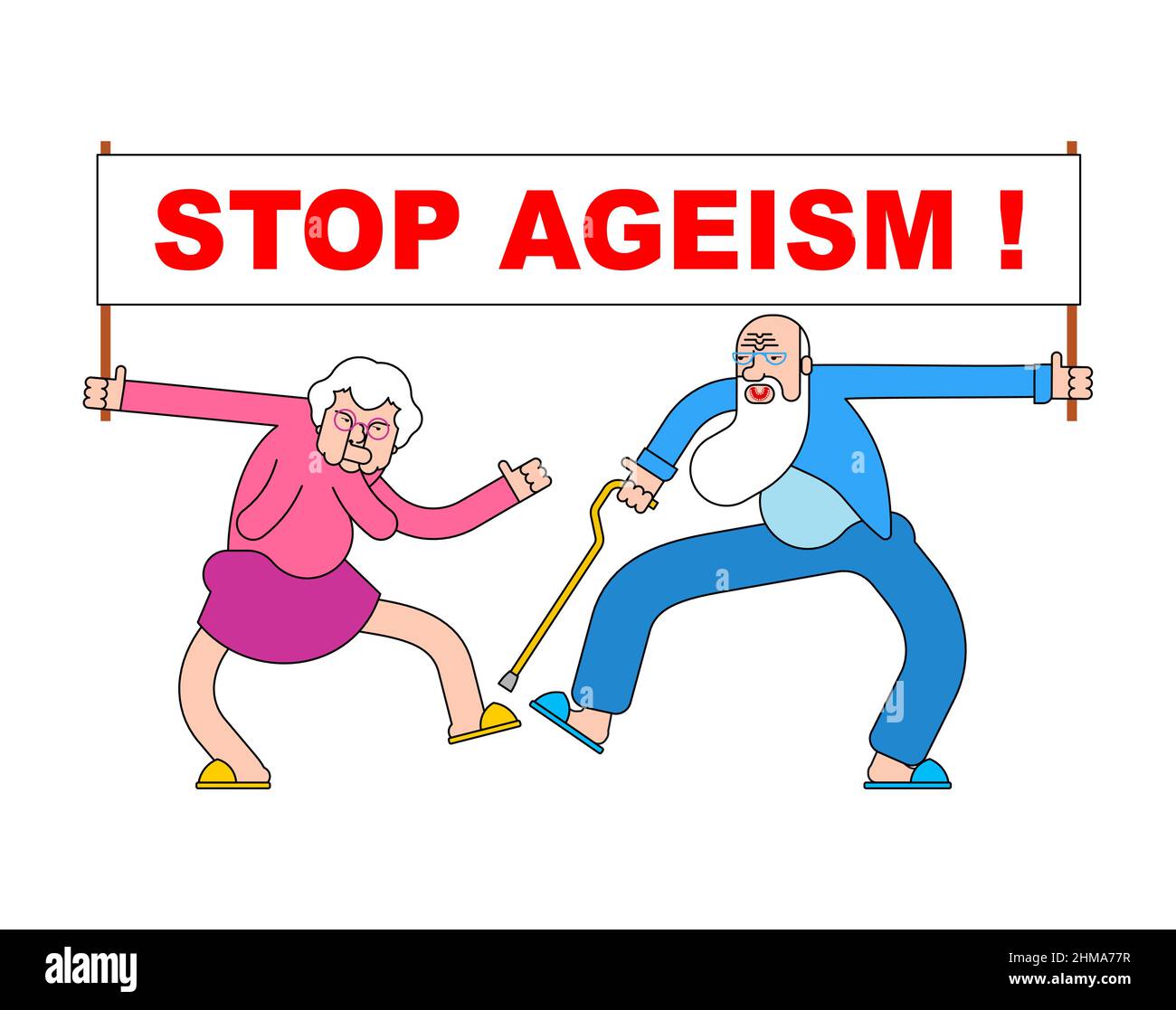 Stop Ageism Seniors With Placard. Retirees Against Age Discrimination ...