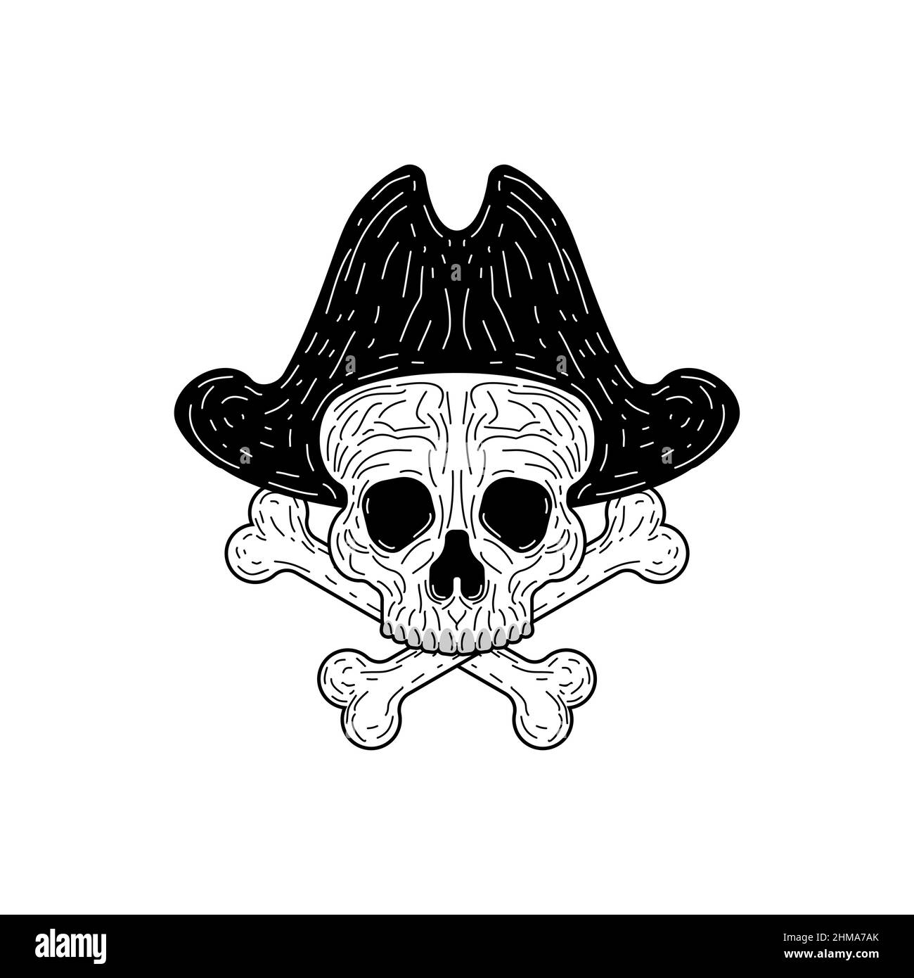 Pirate skull hand drawing isolated. Vector illustration Stock Vector ...