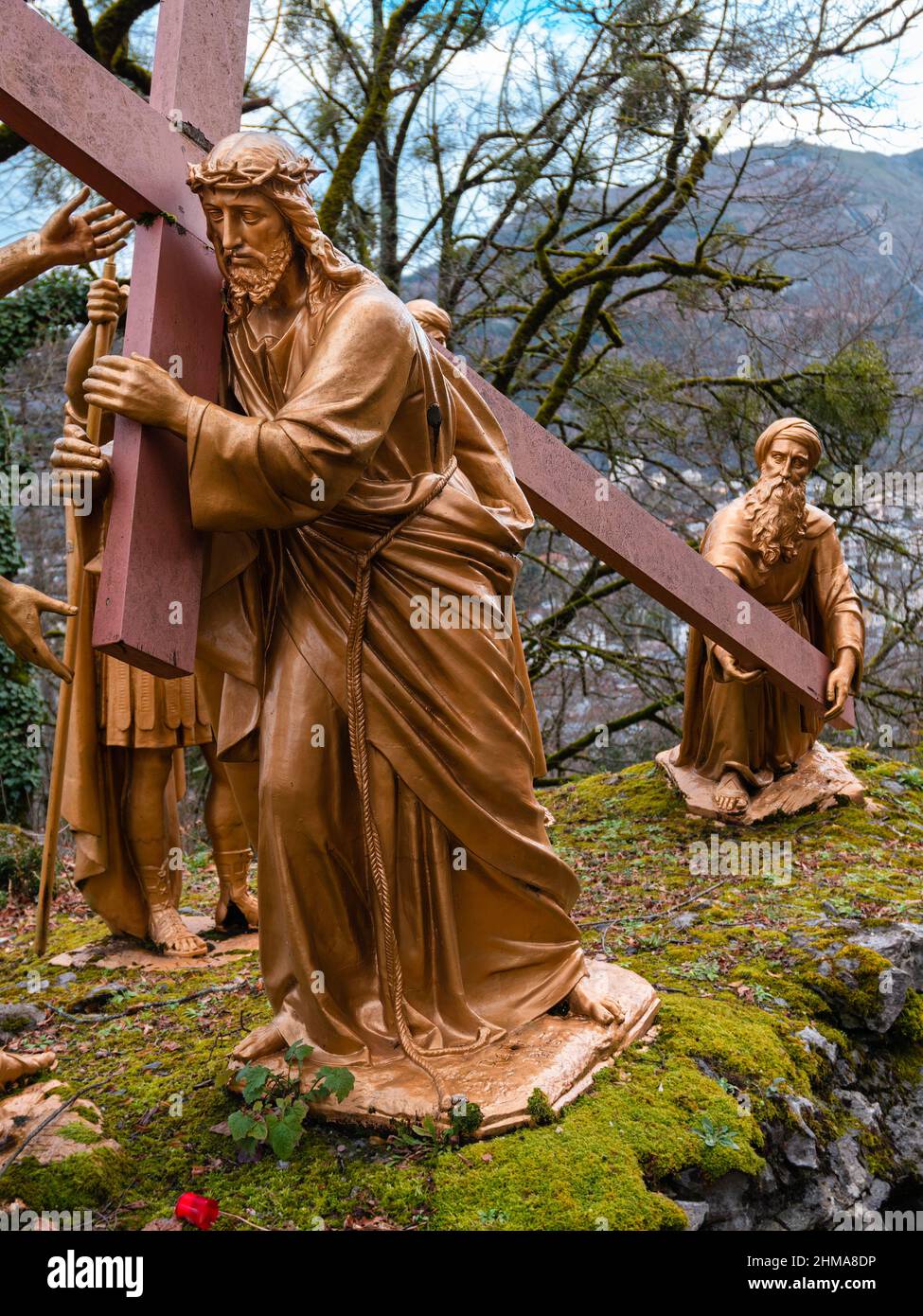 Lourdes, France January 5, 2022 Way of the cross of Lourdes fifth