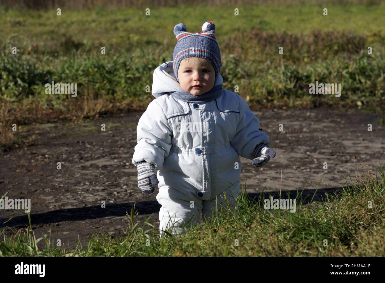Portrait of little boy outdoor at autumn Stock Photo - Alamy