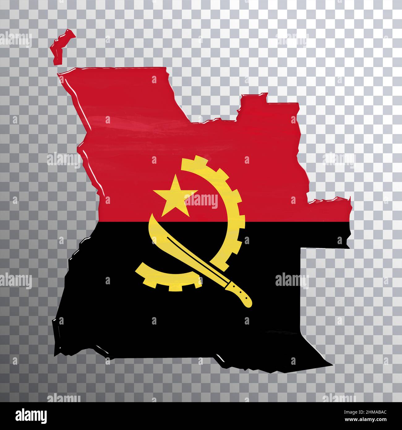 Angola flag and map, transparent background, Clipping path Stock Photo